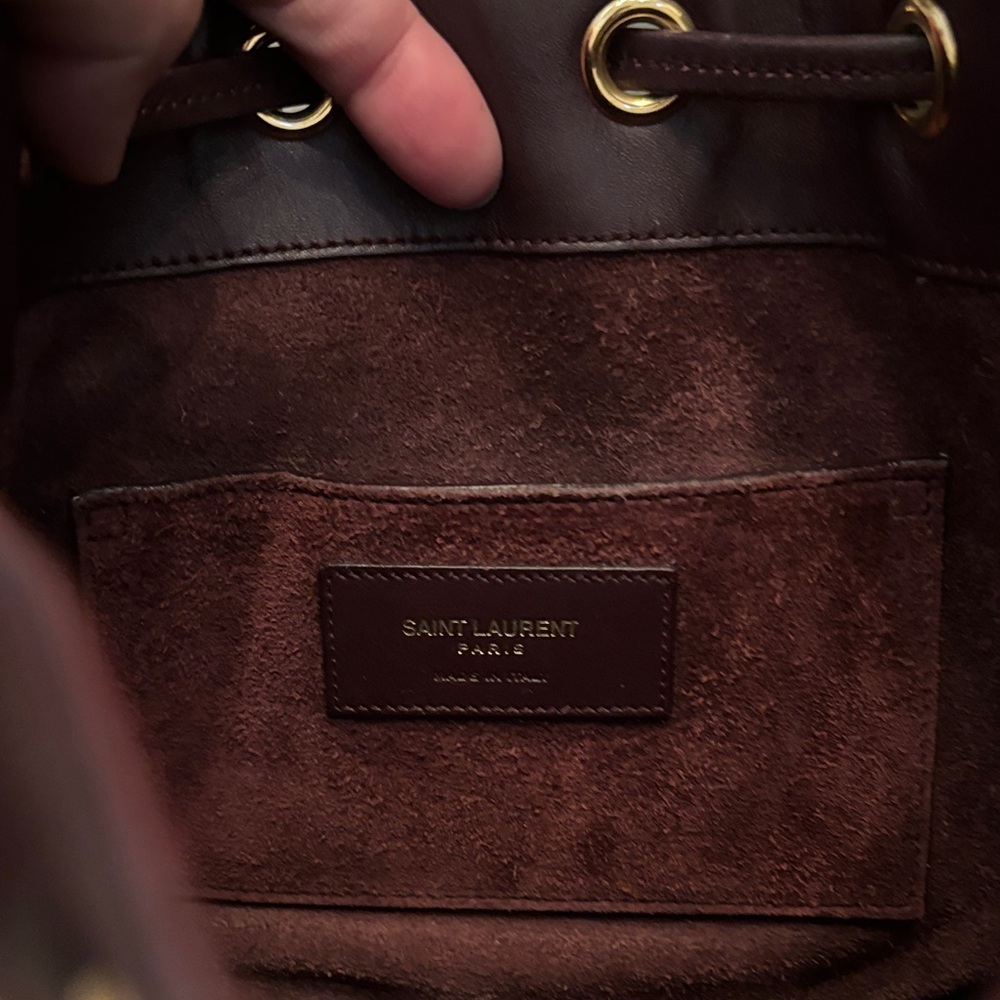 Saint Laurent Burgundy Shoulder Bag with Gold Accents - Picture 3 of 7